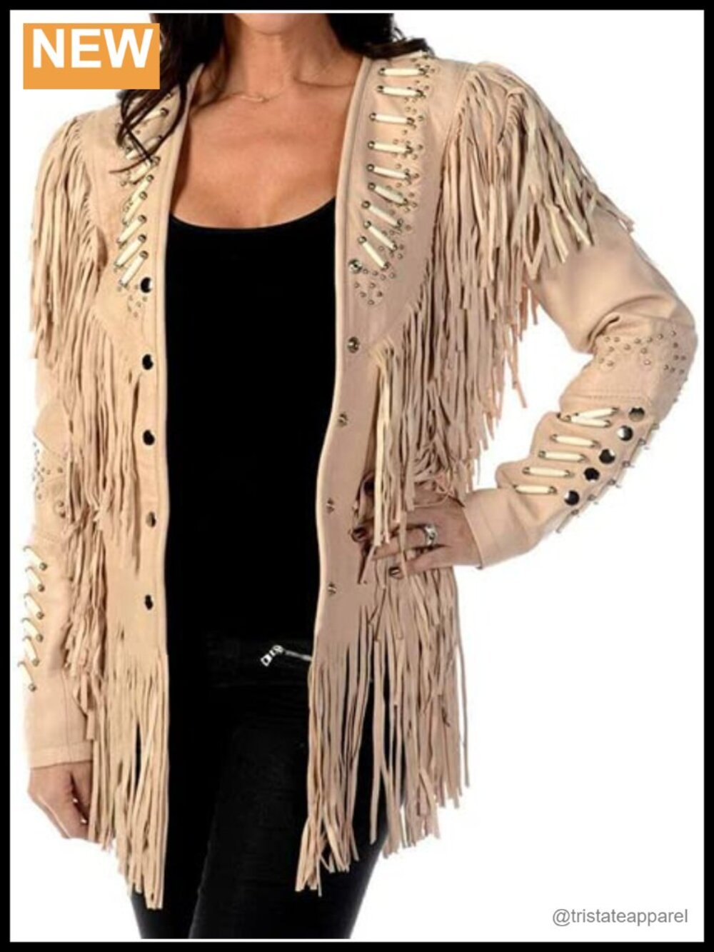 Genuine Cowhide Leather Fringe Jacket Women Western Cowgirl Coat Tassels